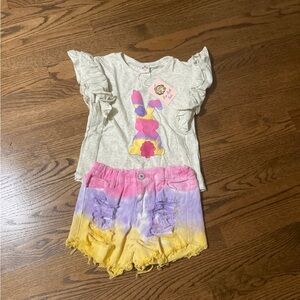 NWT Mia Belle Girls short/rabbit t-shirt outfit size 6yrs